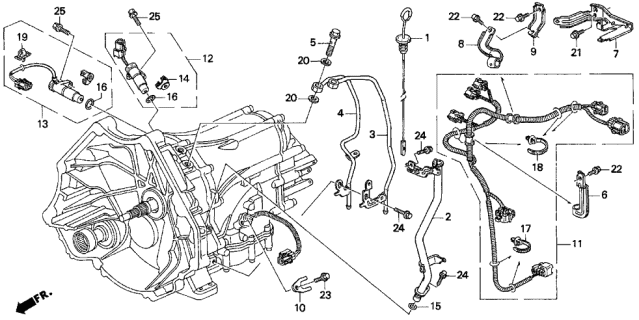 1997 Acura TL 4 Door BAS3.2 KA 4AT AT Oil Level Gauge - Harness (V6) Diagram
