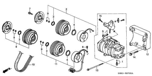 2002 Acura TL 4 Door TL KA 5AT A/C Compressor Diagram