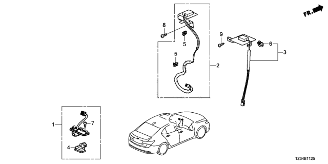 2015 Acura TLX Gps Antenna Assembly Diagram for 39838-TZ3-H01