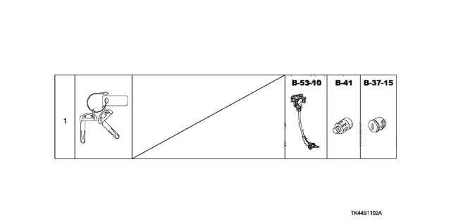 2012 Acura TL 4 Door TECH (SHAWD) KA 6MT Key Cylinder Set (Smart) Diagram