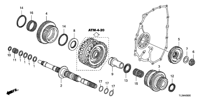 2009 Acura TSX 4 Door TSX (TECH) KA 5AT AT Mainshaft Diagram