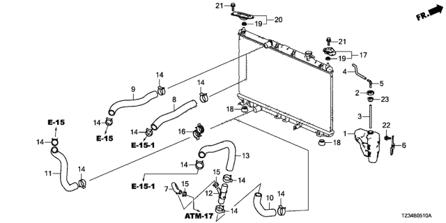 2020 Acura TLX Radiator Up Mt Bracket R Diagram for 74171-TZ3-A00