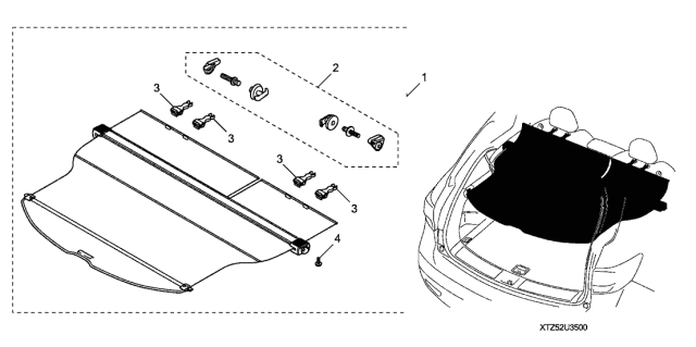 2017 Acura MDX Cargo Cover Nh-690L Diagram for 08U35-TZ5-211