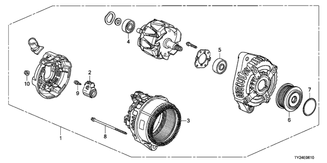 2014 Acura RLX Frame Assembly, Rear Stator Diagram for 31108-R9P-A01