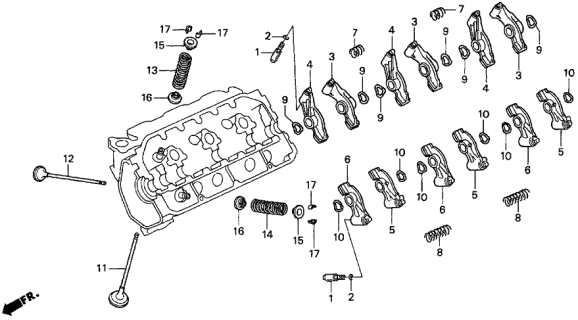 1998 Acura TL 4 Door BAS3.2 KA 4AT Valve - Rocker Arm (V6) Diagram 1