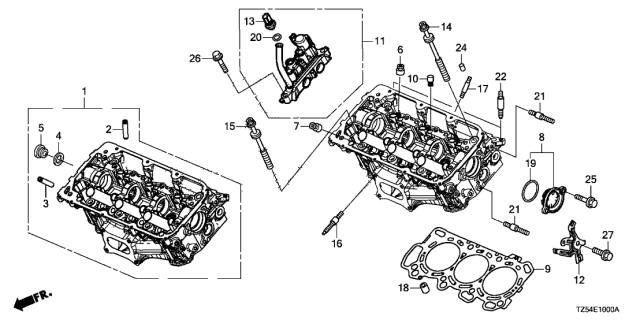 2018 Acura MDX Front Cylinder Head (3.5L) Diagram