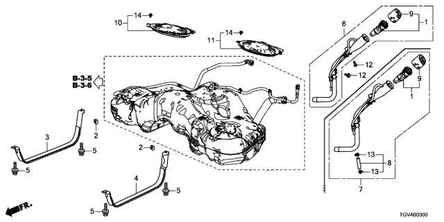 2021 Acura TLX 4 Door BASE KA XAT Fuel Filler Pipe Diagram