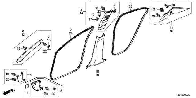 2018 Acura TLX Garnish Assembly (Sandstorm) Diagram for 84111-TZ3-A02ZA