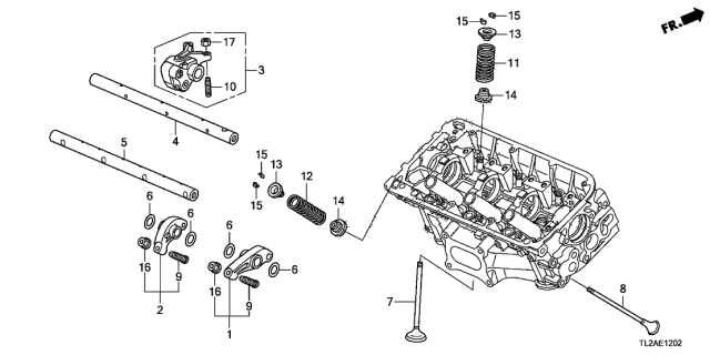 2013 Acura TSX 4 Door TSX V6 KA 5AT Valve - Rocker Arm (Rear) (V6) Diagram