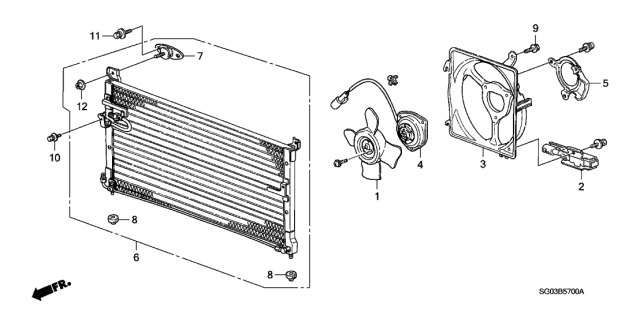 1990 Acura Legend 2 Door STD KA 5MT A/C Air Conditioner (Condenser) Diagram