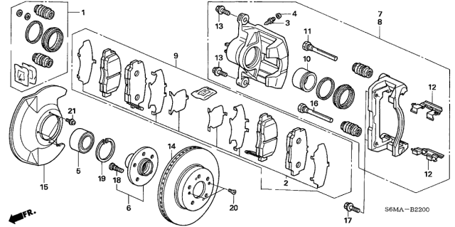 2006 Acura RSX 3 Door BASE KA 5MT Front Brake Diagram