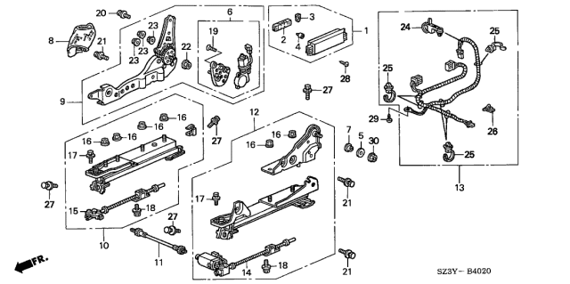 2004 Acura RL Switch Assembly, Passenger Side Power Seat (Mild Beige) Diagram for 35950-SZ3-A21ZC