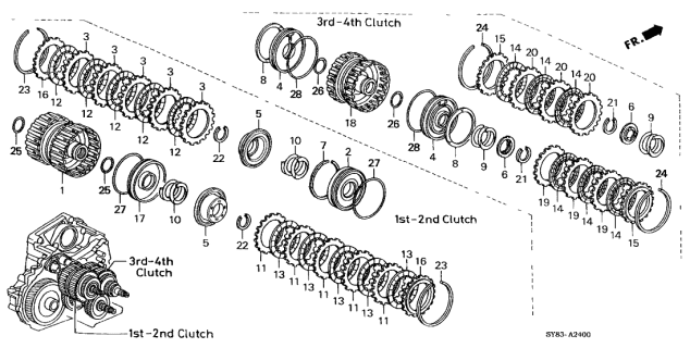 1998 Acura CL 2 Door BAS2.3 KA 4AT AT Clutch Diagram