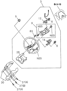 1996 Acura SLX 4 Door 4LS (PREMIUM) KA 4AT Steering Wheel Diagram