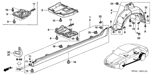 2007 Acura TSX 4 Door TSX (NAVIGATION) KA 6MT Side Sill Garnish Diagram