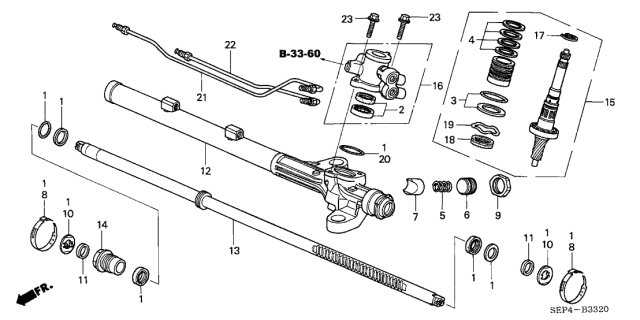 2005 Acura TL 4 Door BASE (NAVIGATION) KA 5AT P.S. Gear Box Components Diagram