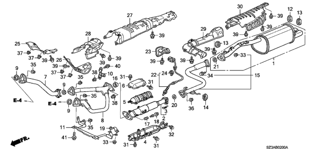2004 Acura RL 4 Door RL (NAVIGATION) KA 4AT Exhaust Pipe Diagram