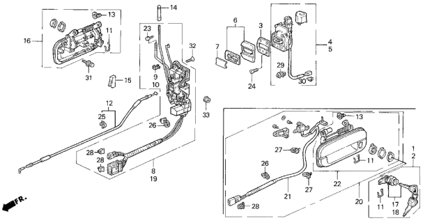 1993 Acura Legend Passenger Side Handle Assembly (Outer) (Granada Black Pearl) Diagram for 72140-SP1-G01ZG