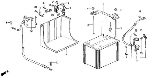 1992 Acura Legend Plate, Battery Setting Diagram for 31512-SP0-000