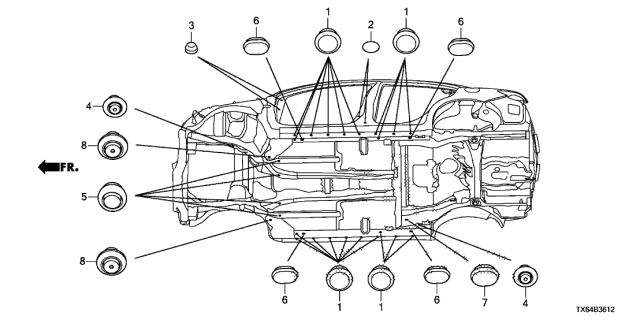 2016 Acura ILX Grommet Diagram 1
