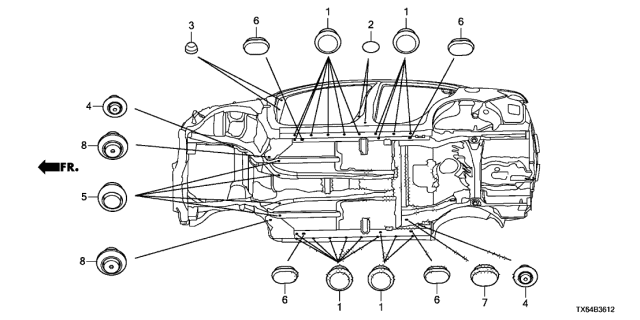 2014 Acura ILX 4 Door TECH KA 5AT Grommet Diagram