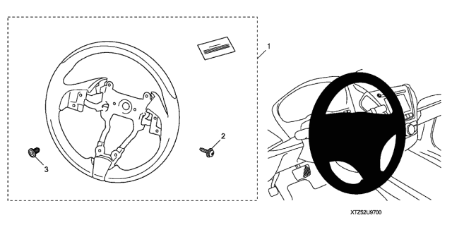 2014 Acura MDX 5 Door TECH (SH-AWD) KA 6AT Steering Wheel (Wood) Diagram
