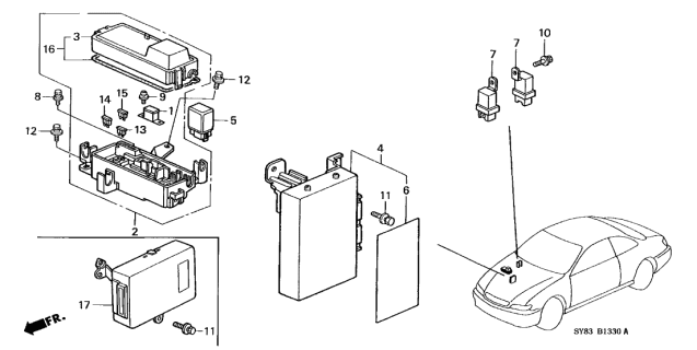 1998 Acura CL Anti-Lock Brake Fuse Box Assembly Diagram for 38230-SY8-A01