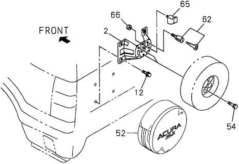 1996 Acura SLX 4 Door 4LS (PREMIUM) KL 4AT Spare Tire - Cover Diagram