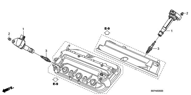 2008 Acura TL 4 Door BASE KA 5AT Plug Hole Coil - Plug Diagram