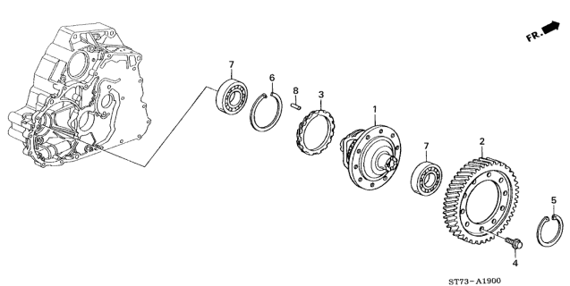 2000 Acura Integra 3 Door GS (LEATHER) KA 4AT AT Differential Gear Diagram