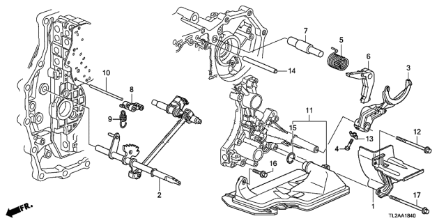 2013 Acura TSX 4 Door TSX V6 KA 5AT AT Shift Fork (V6) Diagram