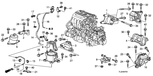2010 Acura TSX Mtc Engine Mount-Rear Diagram for 50810-TA0-A02