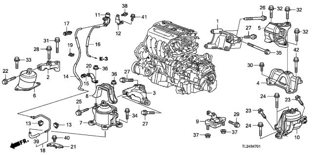 2010 Acura TSX Bracket, Rear Engine Mounting Diagram for 50610-TA0-A00