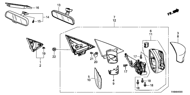 2013 Acura ILX Hybrid 4 Door TECH KL CVT Mirror Diagram