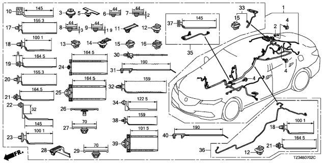 2018 Acura TLX Feeder, XM/Tele Diagram for 39163-TZ3-A11