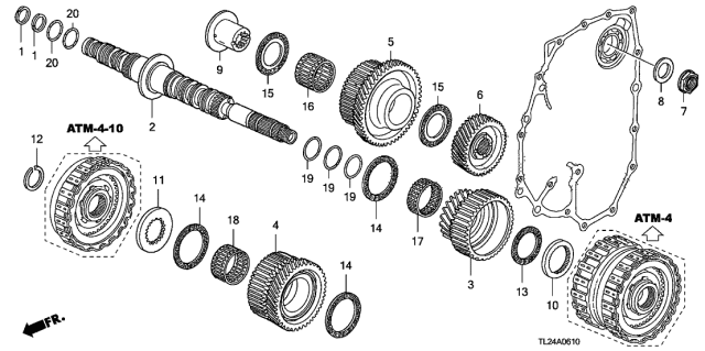 2009 Acura TSX 4 Door TSX (TECH) KA 5AT AT Secondary Shaft Diagram