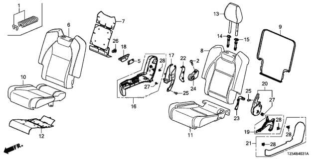 2015 Acura MDX Middle Seat (R.) (Bench Seat) Diagram
