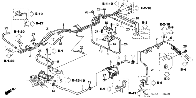 2004 Acura RL 4 Door RL (NAVIGATION) KA 4AT Install Pipe - Tubing Diagram