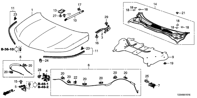 2020 Acura MDX Engine Hood Diagram