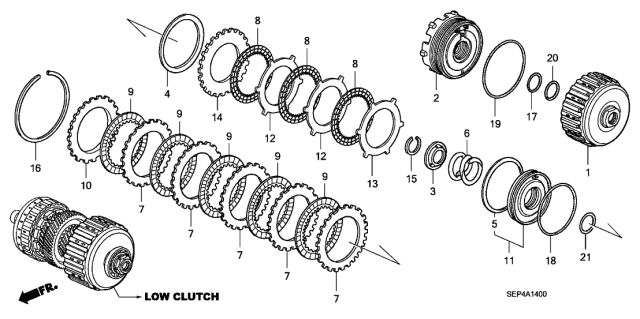 2007 Acura TL Piston, Clutch (L-H) Diagram for 22570-RJB-003