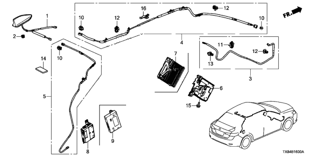 2013 Acura ILX Hybrid 4 Door TECH KL CVT Antenna Diagram