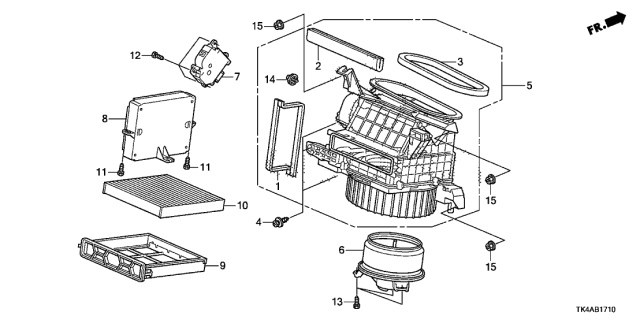 2013 Acura TL Cpu Assembly, Automatic Air Conditioner Diagram for 79610-TK4-A52