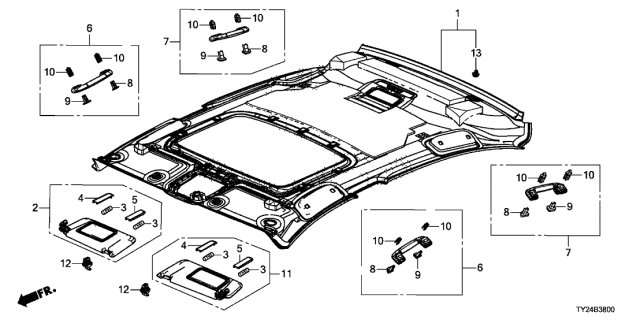 2016 Acura RLX Roof Lining Diagram