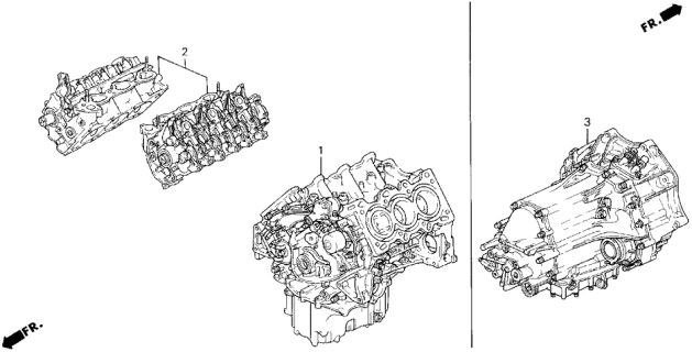 1991 Acura Legend Engine Assy. - Transmission Assy. - Differential Assy. Diagram