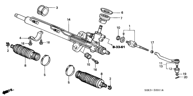 2003 Acura TL Power Steering Rack Diagram for 53601-S3M-A53
