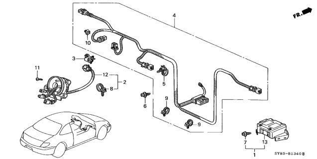 1999 Acura CL SRS Unit Diagram for 77960-SY8-A83