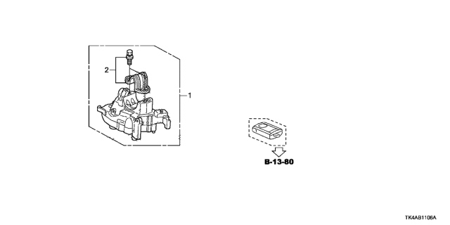 2013 Acura TL 4 Door TECH (SHAWD) KA 6MT Key Cylinder Components (Smart) Diagram