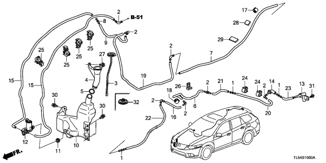 2014 Acura TSX Tube (1150Mm) Diagram for 76864-TL0-003