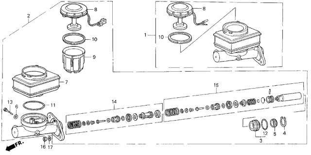 1990 Acura Legend 2 Door L (MOQUETTE) KA 5MT Brake Master Cylinder Diagram