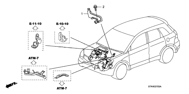 2010 Acura RDX 5 Door TECH (SH-AWD) KA 5AT Engine Wire Harness Stay Diagram